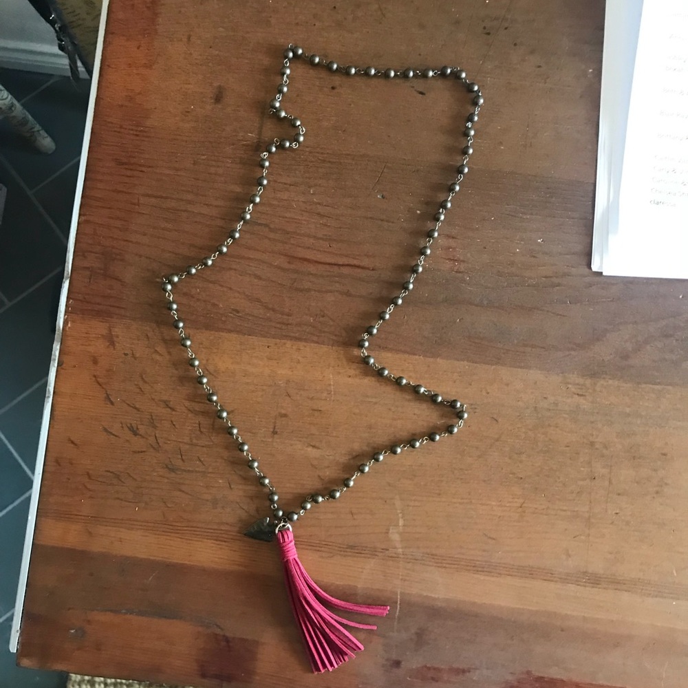 Red Tassle Metal Necklace